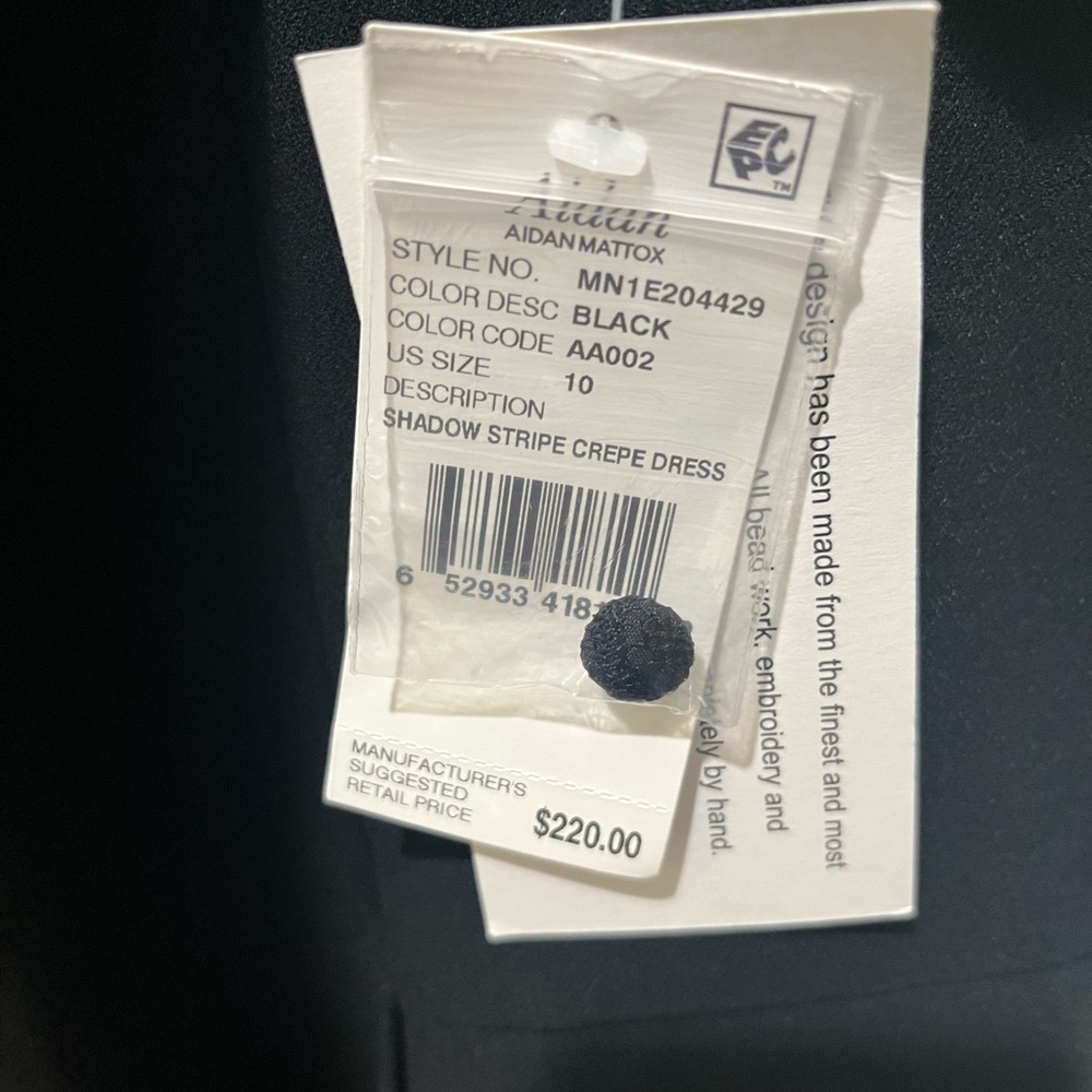 AIDAN MATTOX BLACK SHADOW STRIPE CREPE MIDI FIT & FLARE COCKTAIL DRESS NWT SZ 10 - Picture 13 of 16